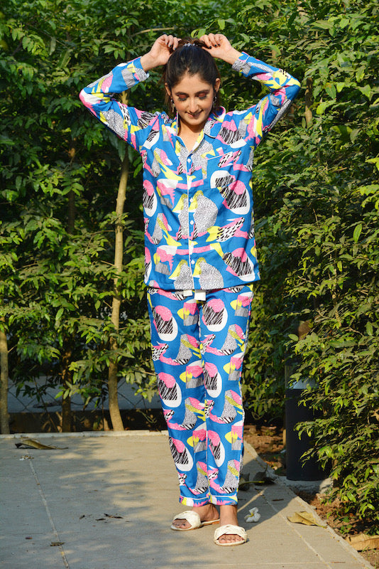Blue Abstract Pj Set