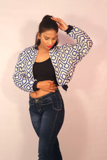 Load image into Gallery viewer, Blue Jacquard Bomber Jacket (Limited Edition)
