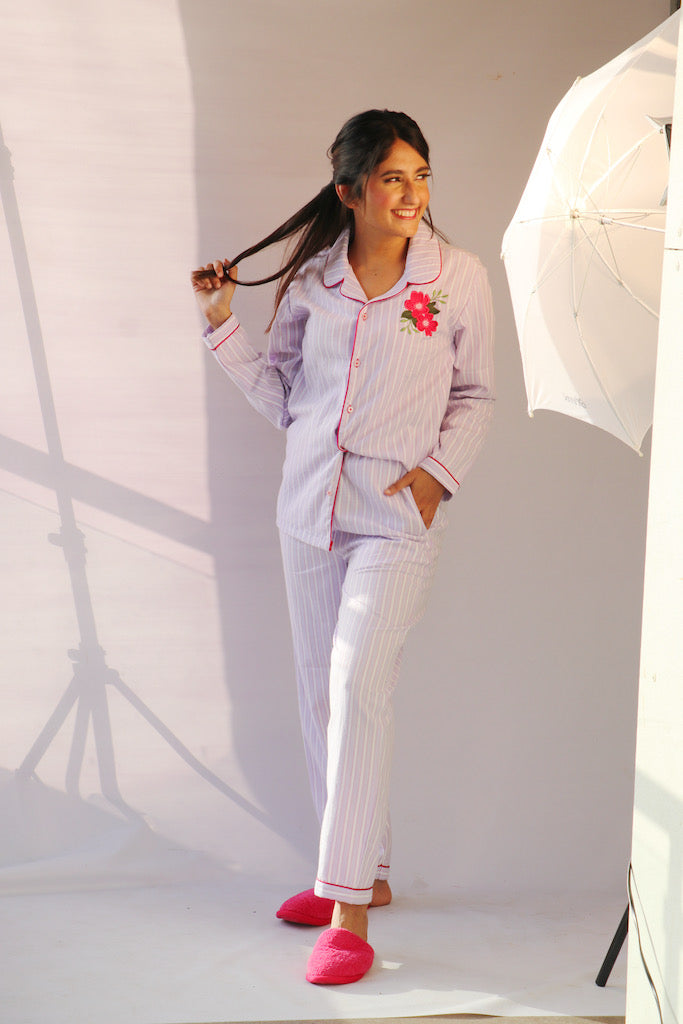 Lilac Stripes Pj Set