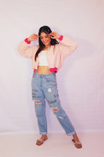 Load image into Gallery viewer, Pink Jacquard Bomber Jacket (Limited Edition)
