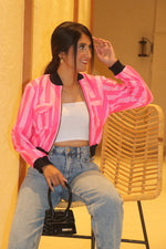 Load image into Gallery viewer, Pink Stripes Bomber Jacket
