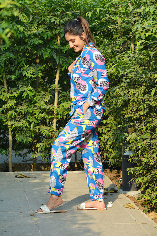 Blue Abstract Pj Set