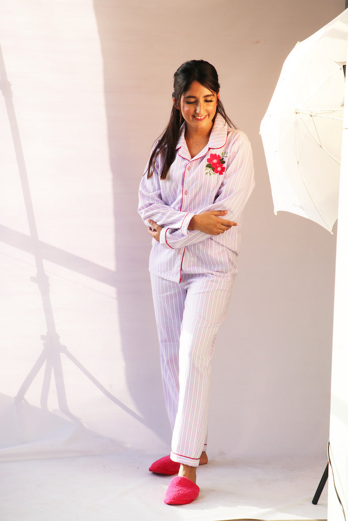 Lilac Stripes Pj Set