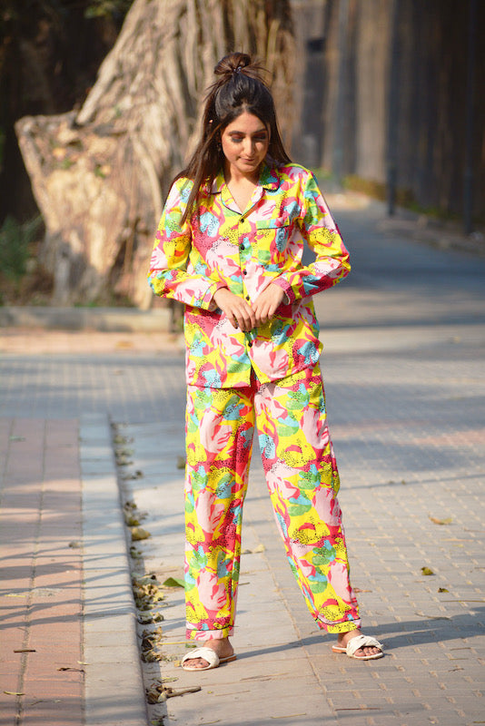 Pink Abstract Pj Set
