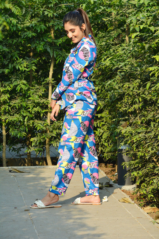 Blue Abstract Pj Set