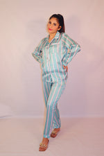 Load image into Gallery viewer, Teal Stripes Pj Set
