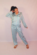 Load image into Gallery viewer, Teal Stripes Pj Set
