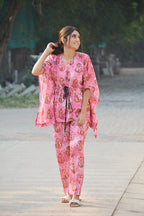 Pink Cheetah Kaftan Set