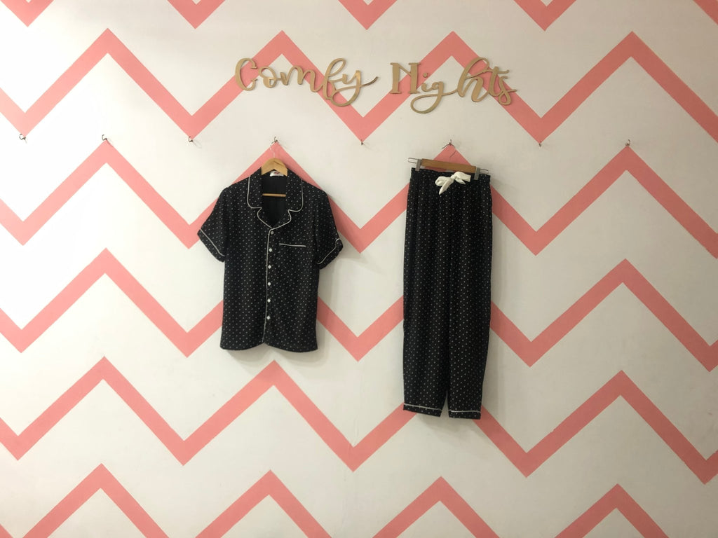 Black Polka Dots Pj Set - Comfy Nights