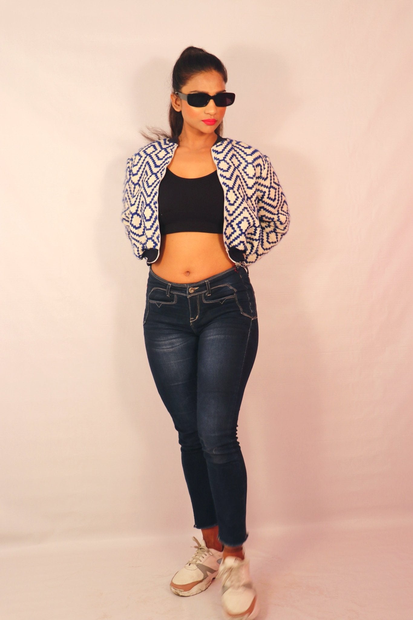 Blue Jacquard Bomber Jacket (Limited Edition) - Comfy Nights