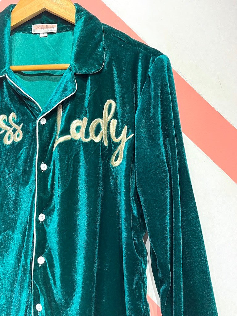 Boss Lady Velvet Pj Set | Prepaid Orders Only - Comfy Nights