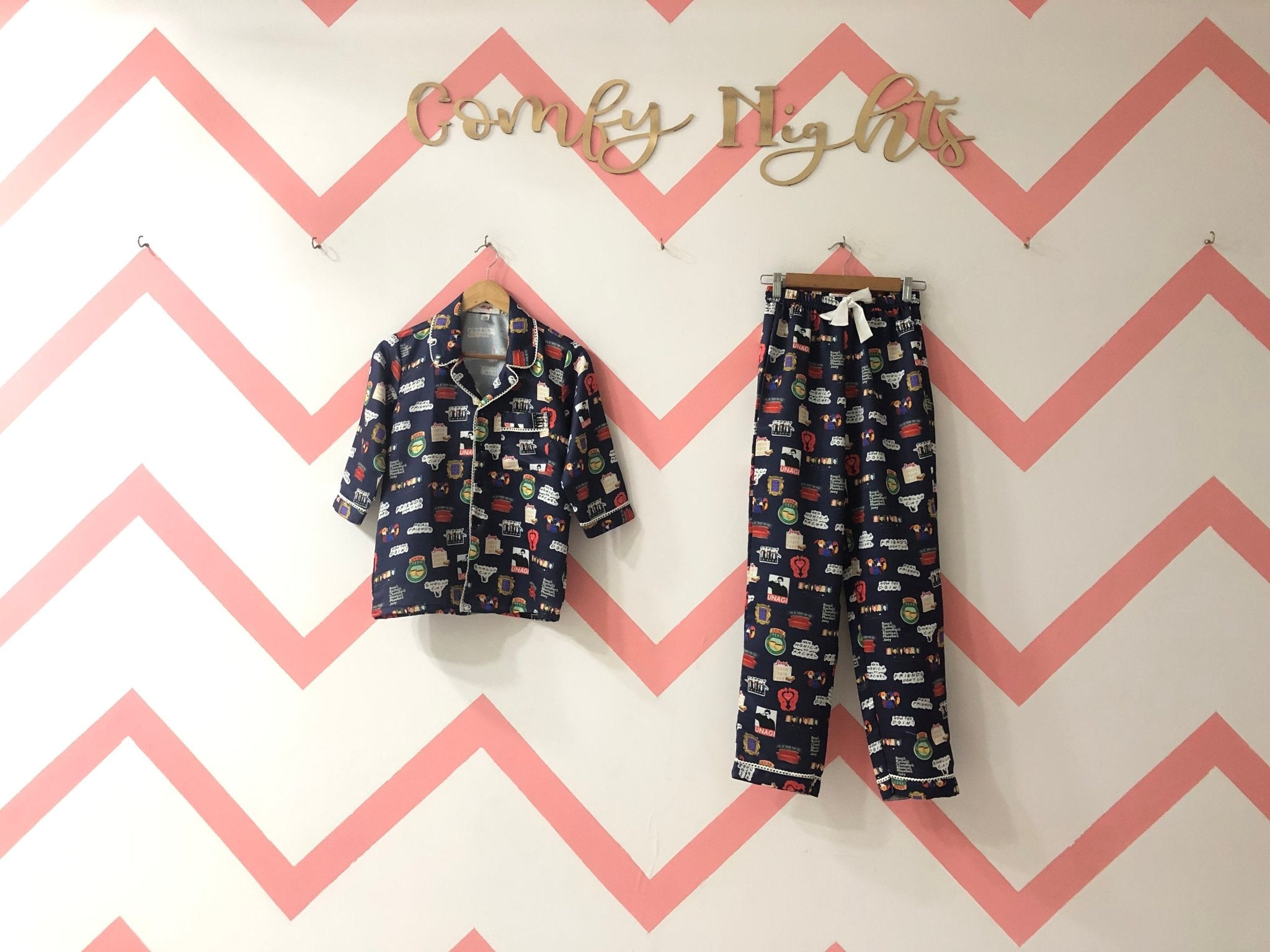 Friends Pj Set (Blue Edition) Half Sleeves - Comfy Nights