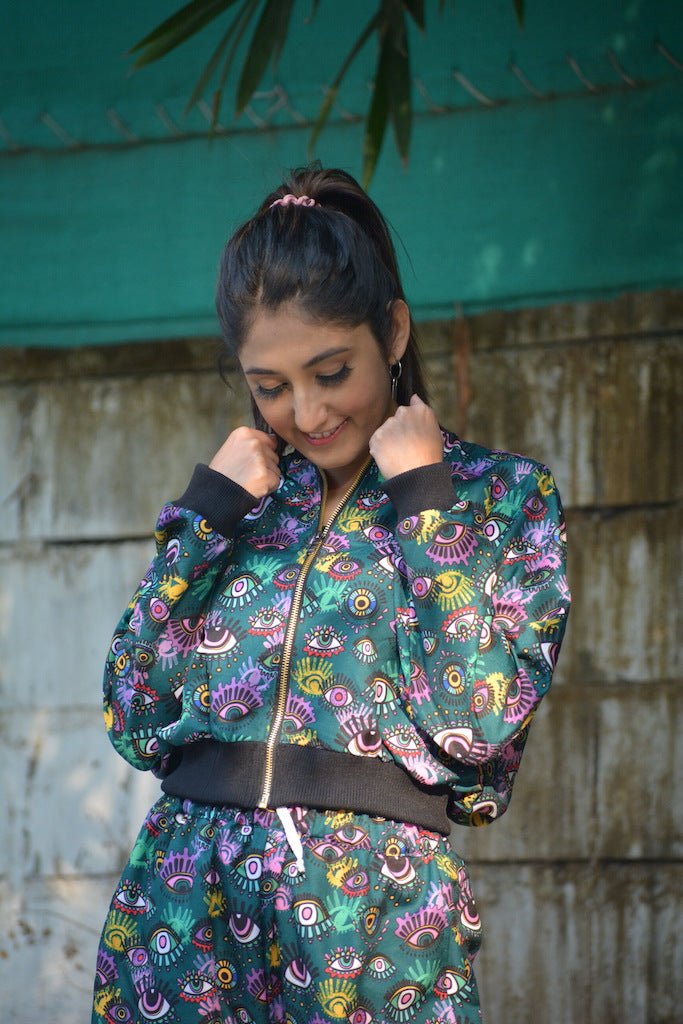Green Eye Bomber Jacket + Jogger - Comfy Nights