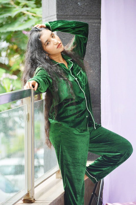 Green Velvet PJ Set - Comfy Nights