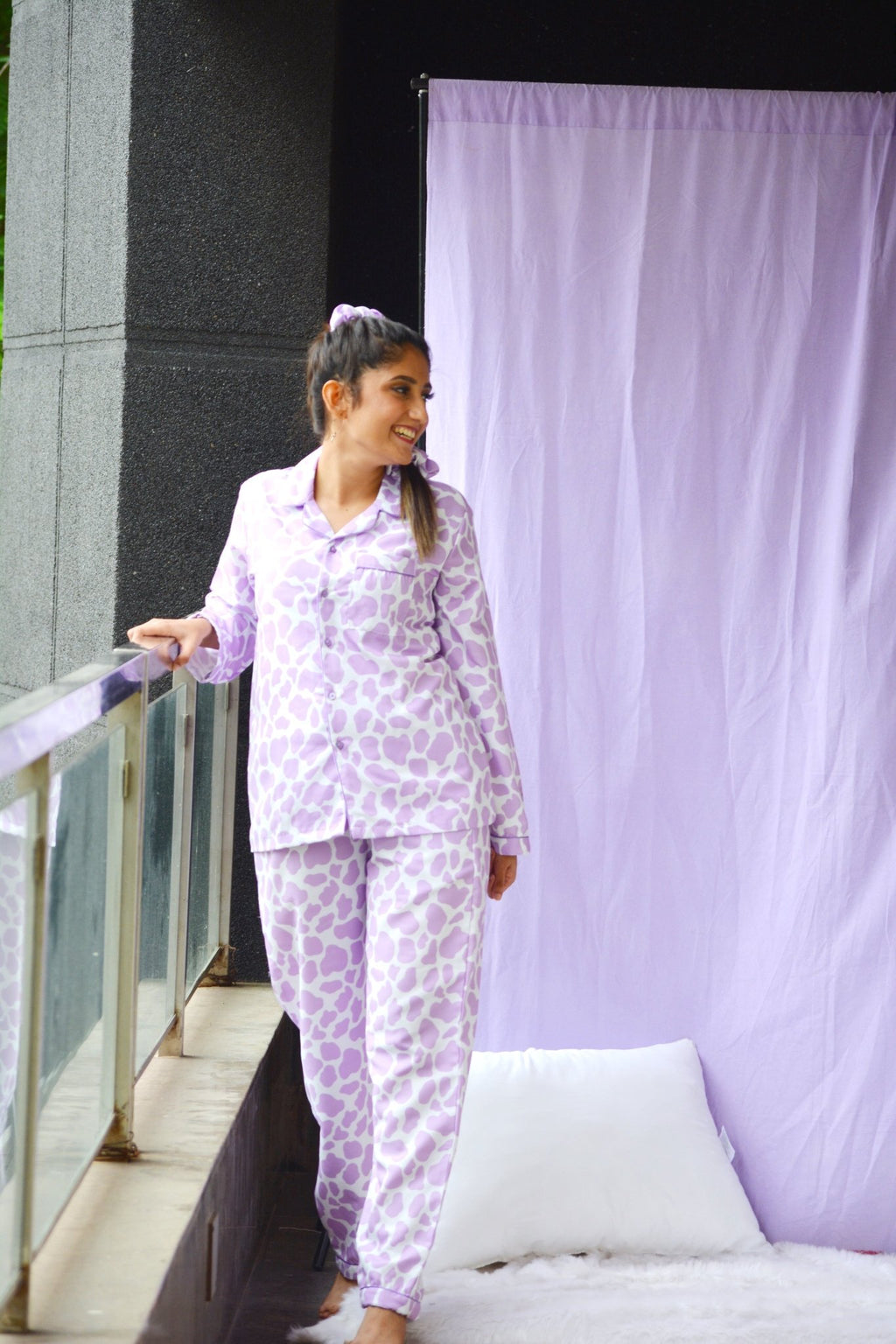 Lilac Cow Pj Set - Comfy Nights