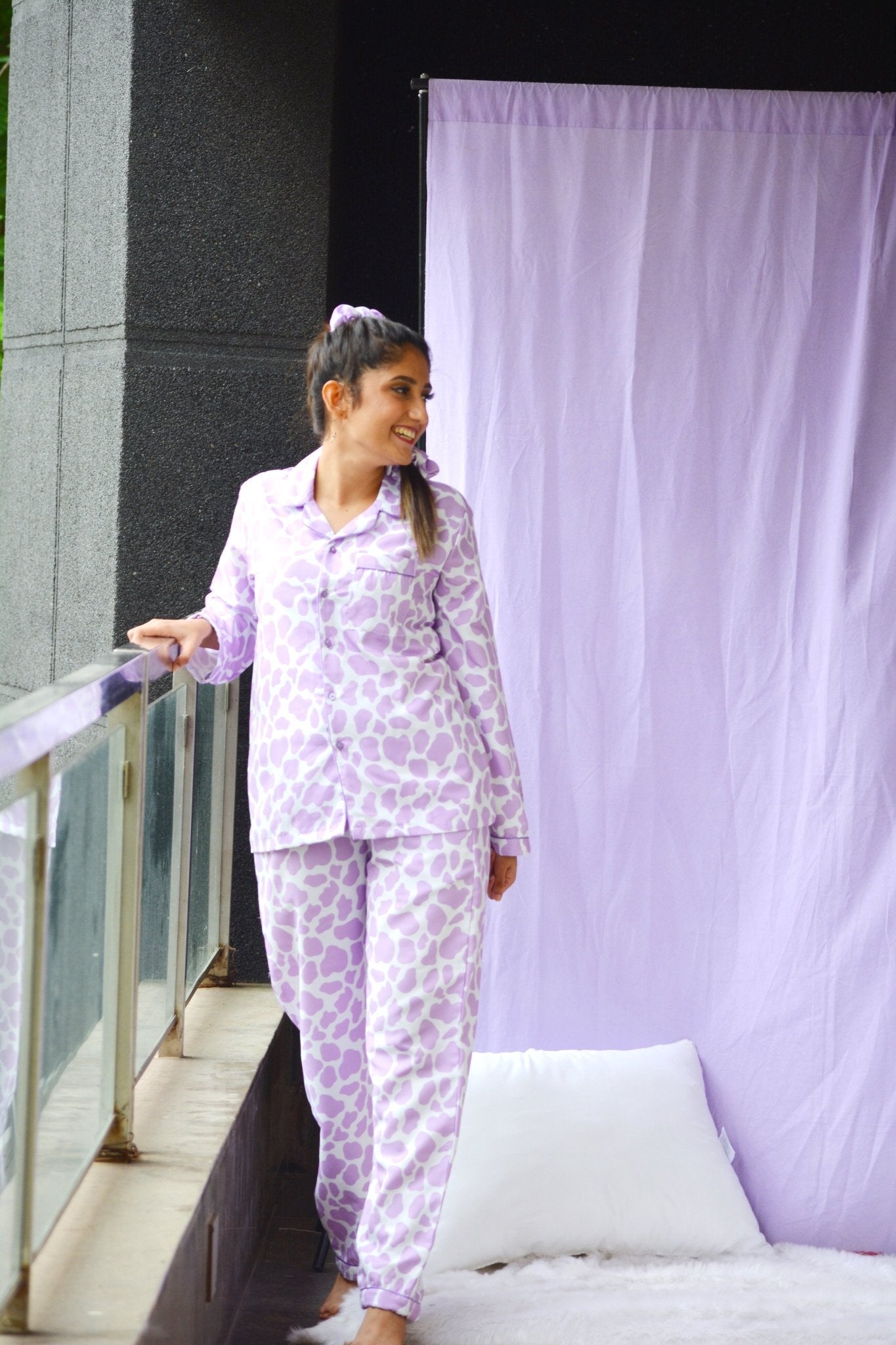 Lilac Cow Pj Set - Comfy Nights