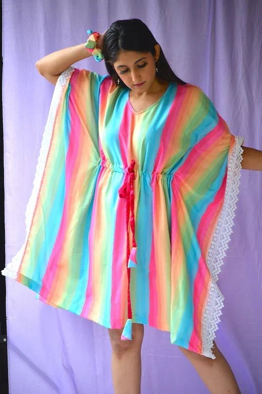 Magical Rainbow Unicorn Mini Kaftan Dress - Comfy Nights