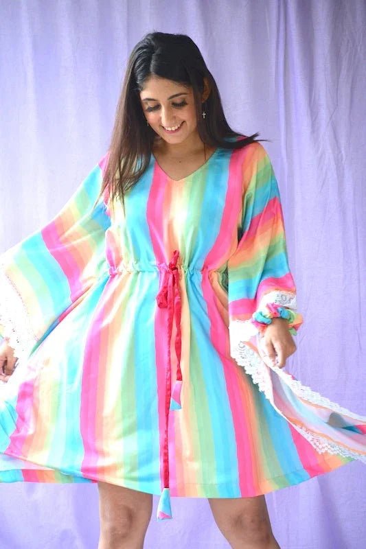 Magical Rainbow Unicorn Mini Kaftan Dress - Comfy Nights