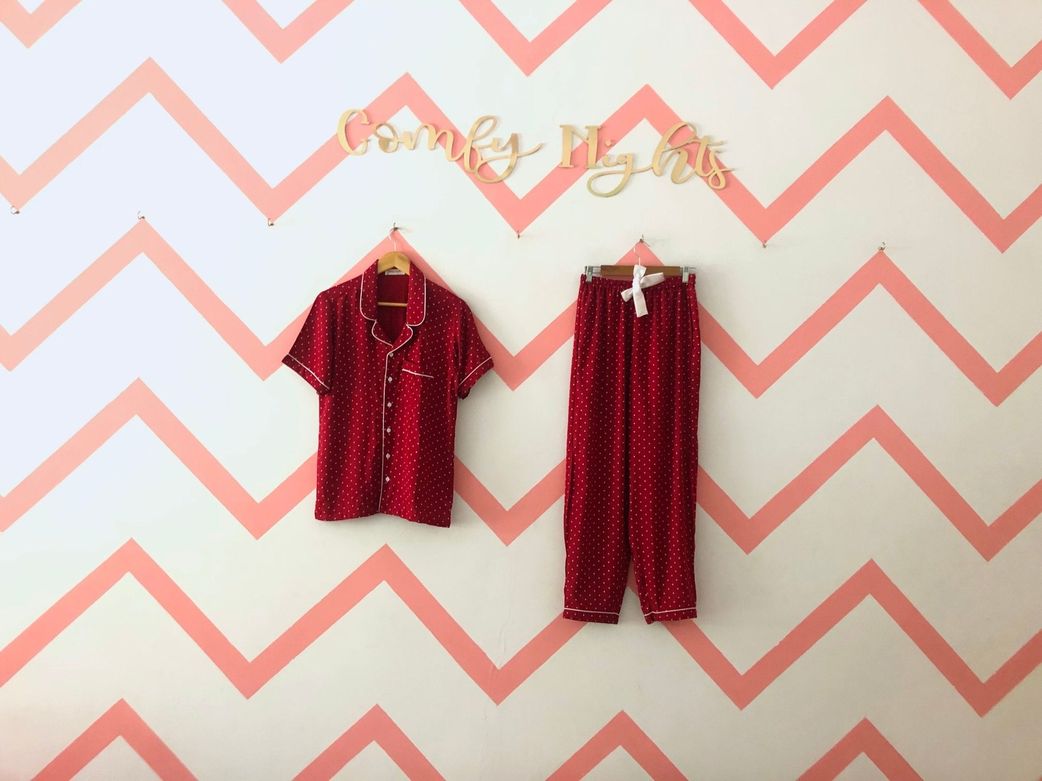 Maroon Polka Pj Set - Comfy Nights