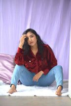 Maroon Velvet Crop - Comfy Nights