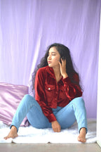 Maroon Velvet Crop - Comfy Nights