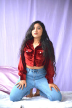 Maroon Velvet Crop - Comfy Nights