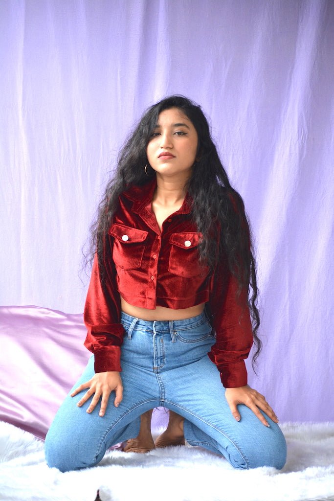 Maroon Velvet Crop - Comfy Nights