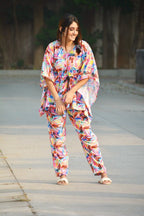 Multi Leaves Kaftan Set - Comfy Nights