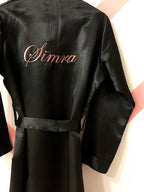 Personalise Black Satin Robe + Pj Set | Prepaid Orders Only - Comfy Nights