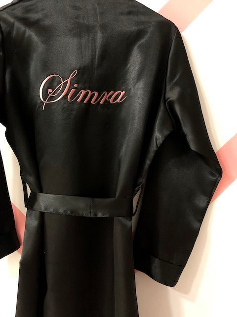 Personalise Black Satin Robe + Pj Set | Prepaid Orders Only - Comfy Nights