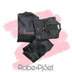 Personalise Black Satin Robe + Pj Set | Prepaid Orders Only - Comfy Nights