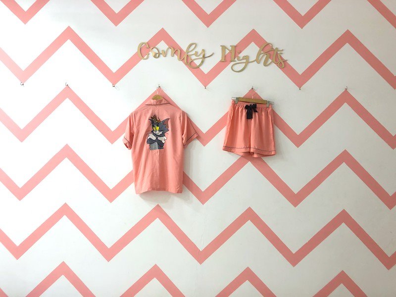 Personalise Tom & Jerry Shorts Set (Baby Pink) | Prepaid Orders Only - Comfy Nights
