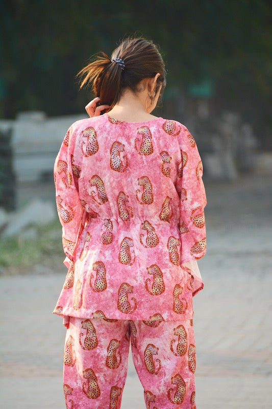 Pink Cheetah Kaftan Set - Comfy Nights