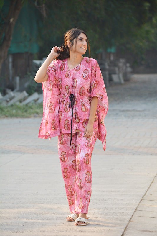 Pink Cheetah Kaftan Set - Comfy Nights