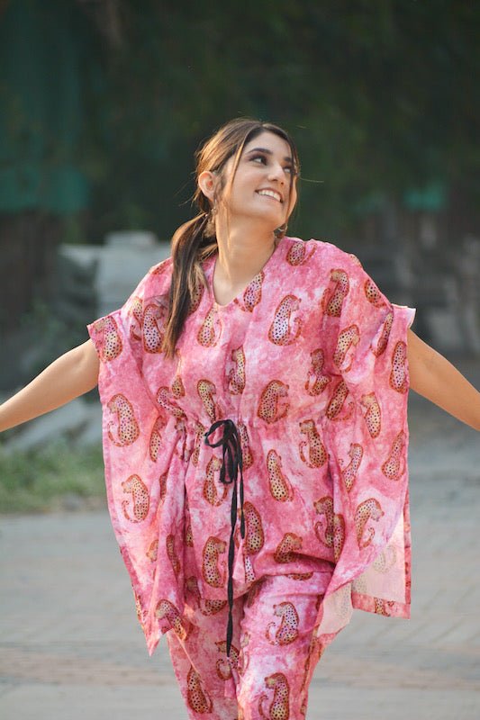 Pink Cheetah Kaftan Set - Comfy Nights