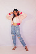 Pink Jacquard Bomber Jacket (Limited Edition) - Comfy Nights