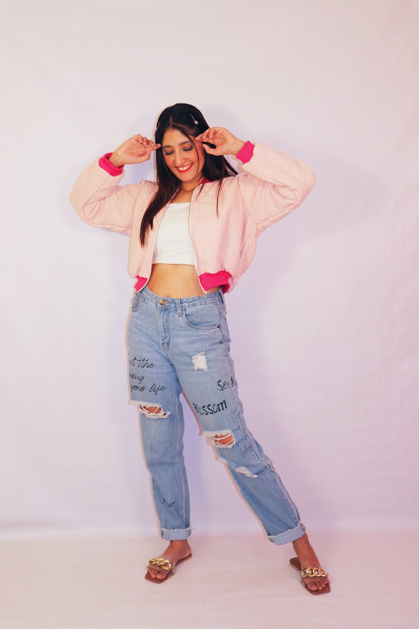 Pink Jacquard Bomber Jacket (Limited Edition) - Comfy Nights