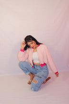 Pink Jacquard Bomber Jacket (Limited Edition) - Comfy Nights
