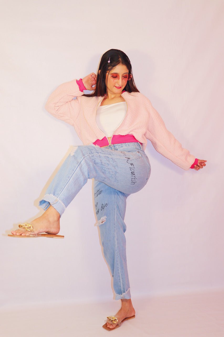Pink Jacquard Bomber Jacket (Limited Edition) - Comfy Nights