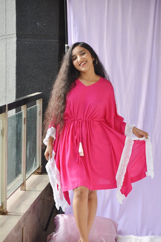 Pink Lace Short Kaftan - Comfy Nights