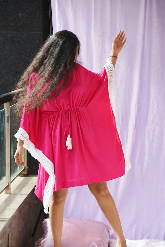 Pink Lace Short Kaftan - Comfy Nights