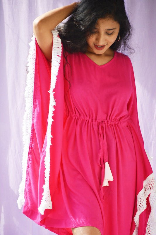 Pink Lace Short Kaftan - Comfy Nights