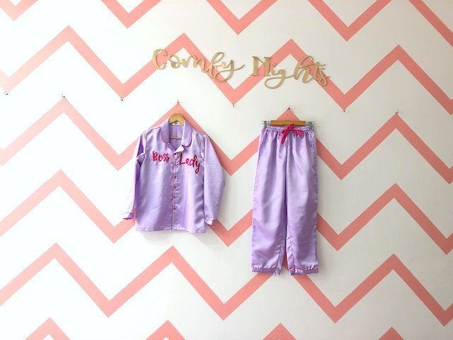 Purple Personalise Satin Pj Set | Prepaid Orders Only - Comfy Nights