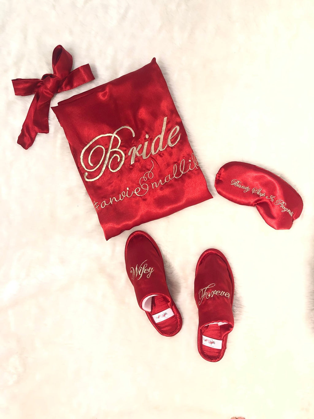 Red Personalise Robe + Slippers + EyeMask | Prepaid Orders Only - Comfy Nights