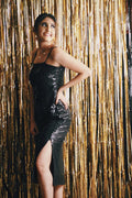 Sequined Slit Dress - Comfy Nights
