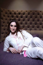 White Cotton Initial Personalise Pocket Pj Set | Prepaid Orders Only - Comfy Nights