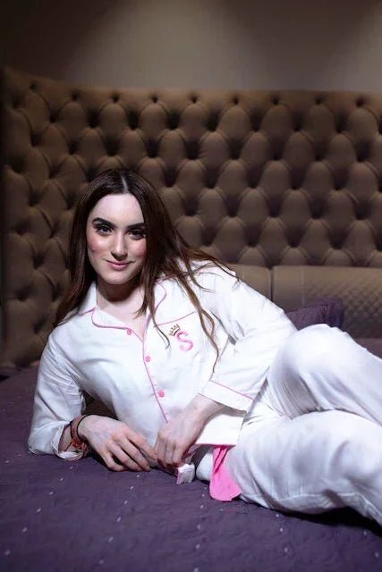 White Cotton Initial Personalise Pocket Pj Set | Prepaid Orders Only - Comfy Nights