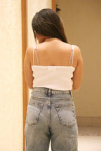 White Spaghetti Strap Top - Comfy Nights