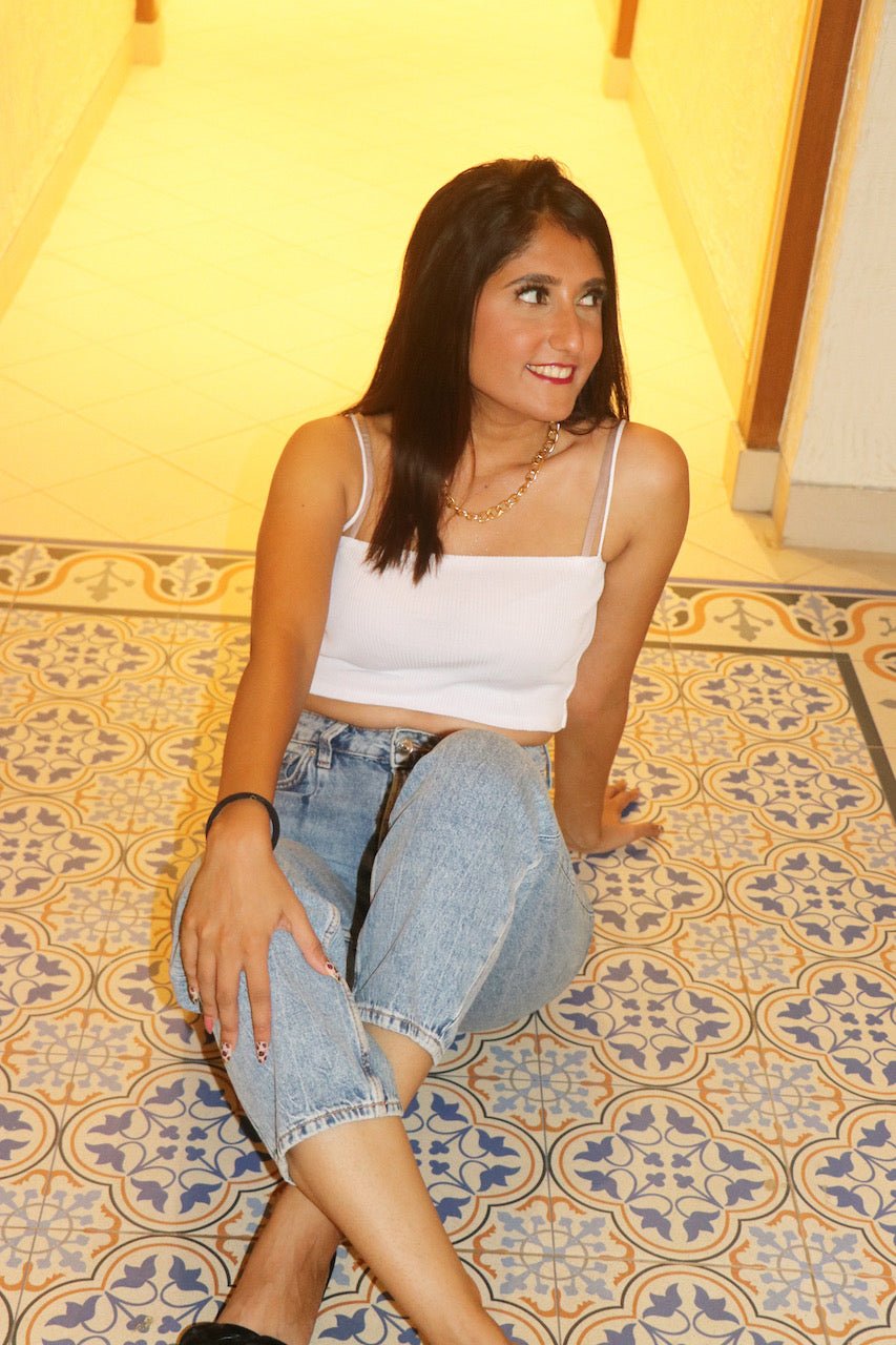 White Spaghetti Strap Top - Comfy Nights