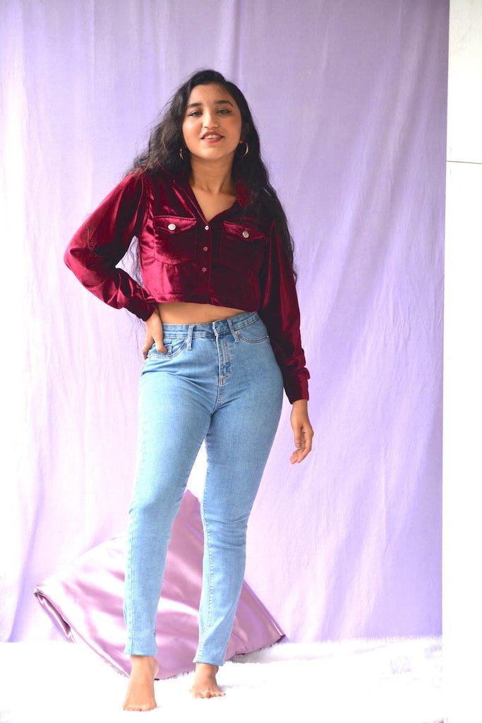 Wine Velvet Crop - Comfy Nights